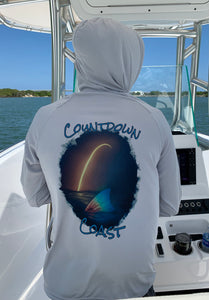Countdown Coast Rocket Trail and Red Fish Tailing Performance Fishing Shirt UPF44+